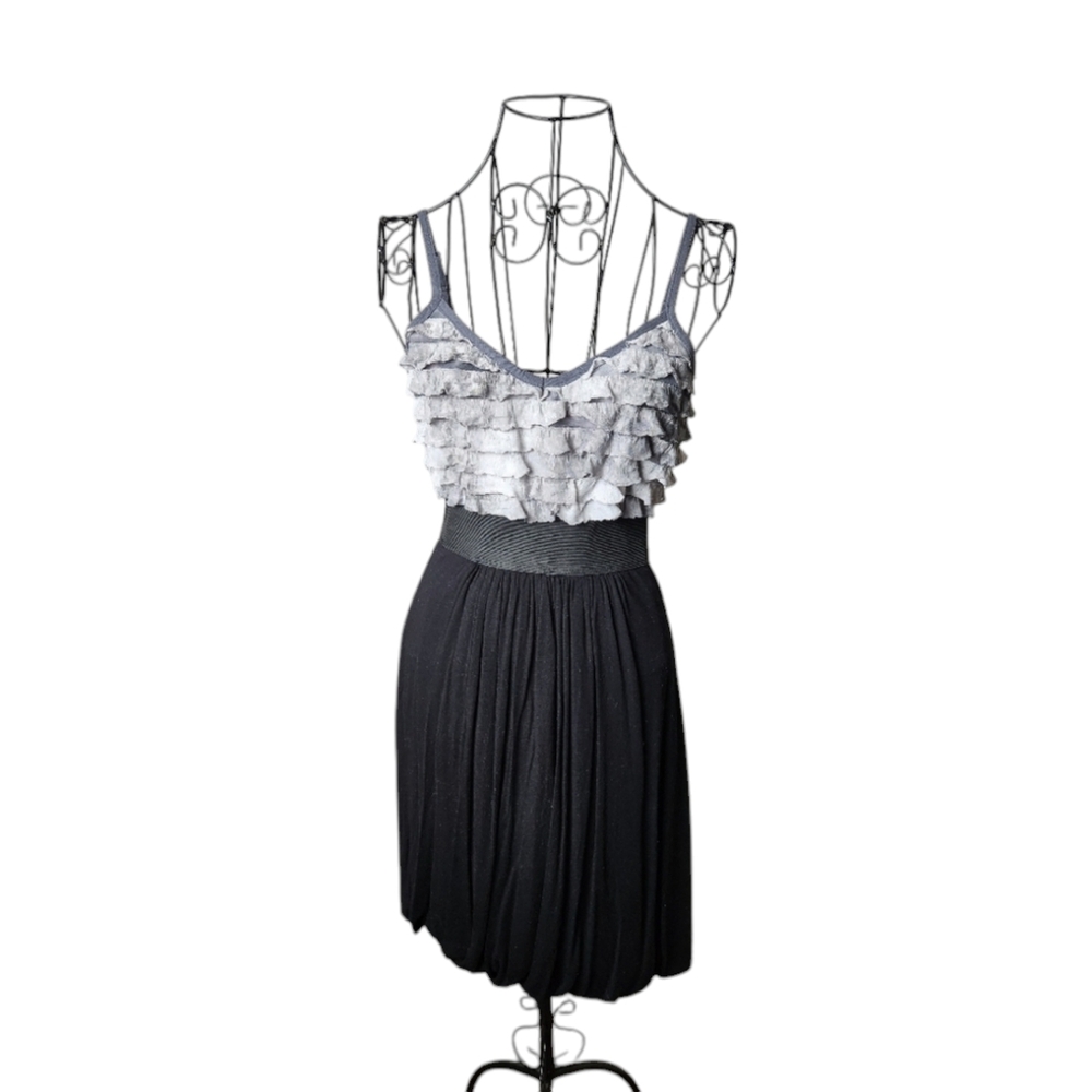Maurice's Grey & Black Combo Dress with Ruffle Detail - Small